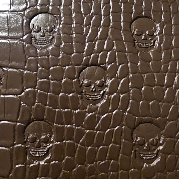 Betsey Johnson Dark Brown Skull Embossed Tote - Picture 3 of 3
